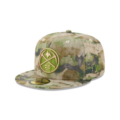 Brown Denver Nuggets Hat - New Era NBA Abstract Camo 59FIFTY Fitted Caps USA9016874